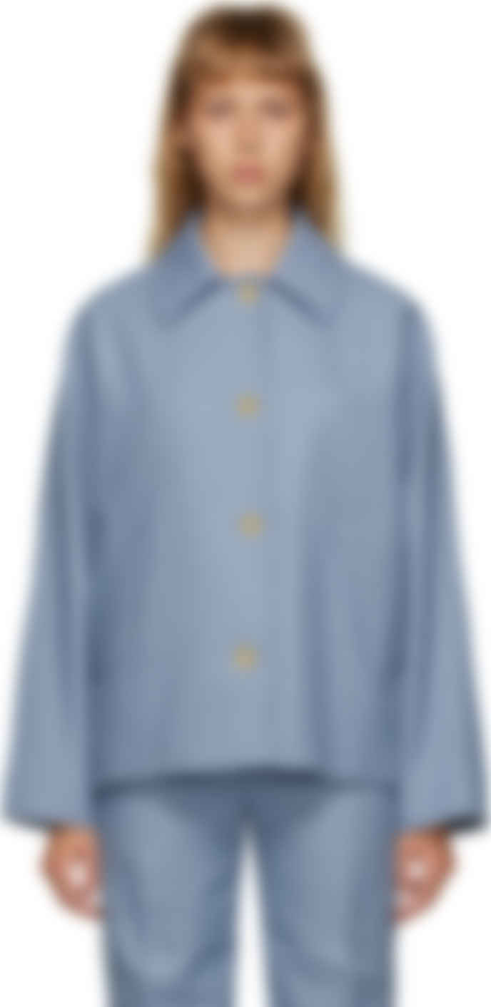 Blue Wool Button-Up Jacket by Marni on Sale