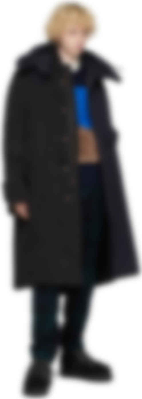 Sacai ネイビー ブラック Tenc ロング コート Ssense 日本