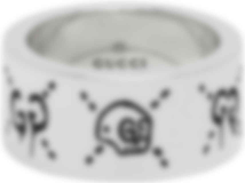 Gucci: Silver Large GucciGhost Ring 