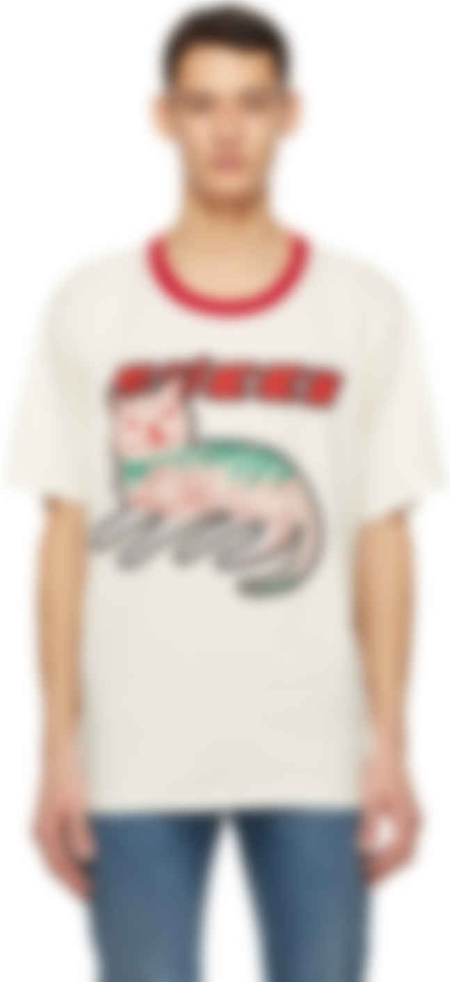 Gucci オフホワイト Cat Print オーバーサイズ T シャツ Ssense 日本