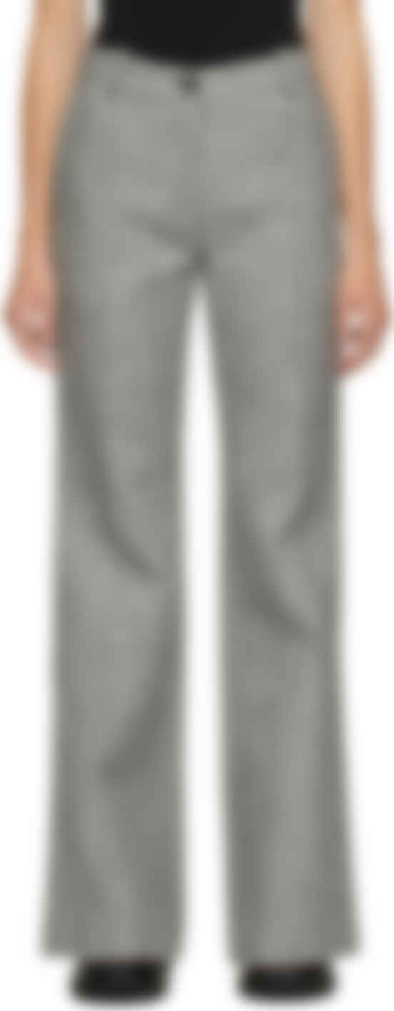 grey flared trousers
