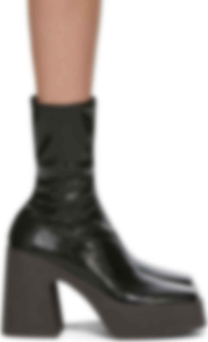 black patent boots block heel