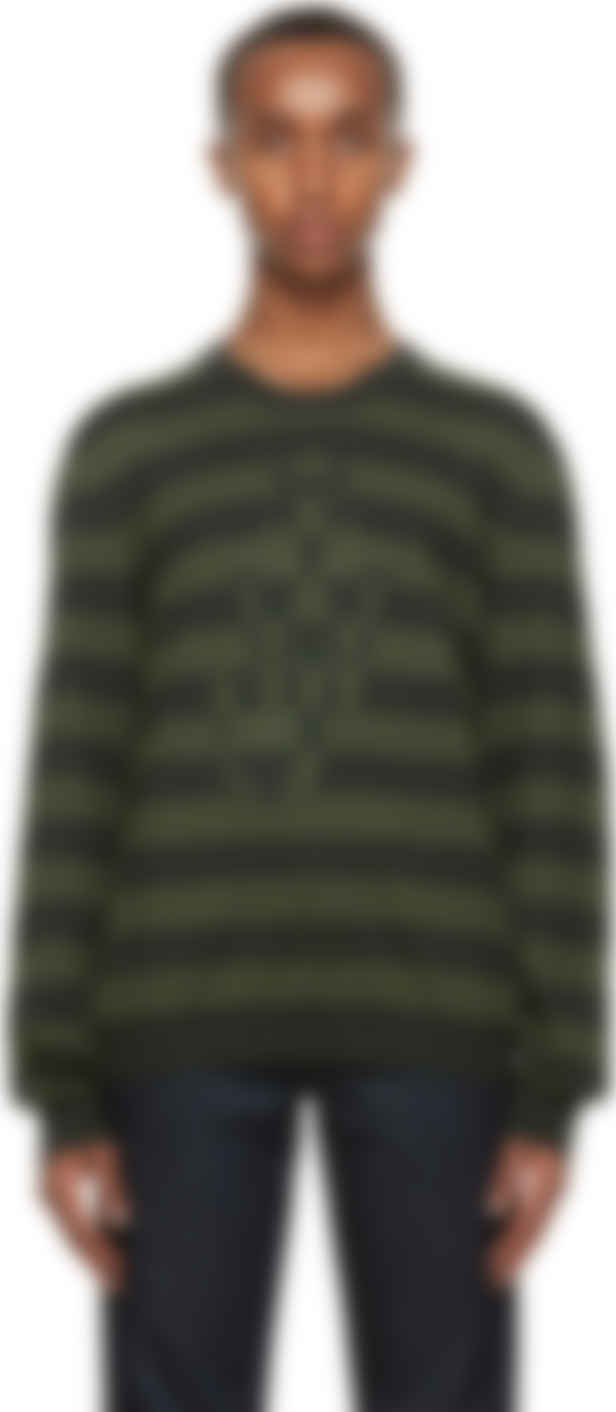 Green Striped Logo Sweater