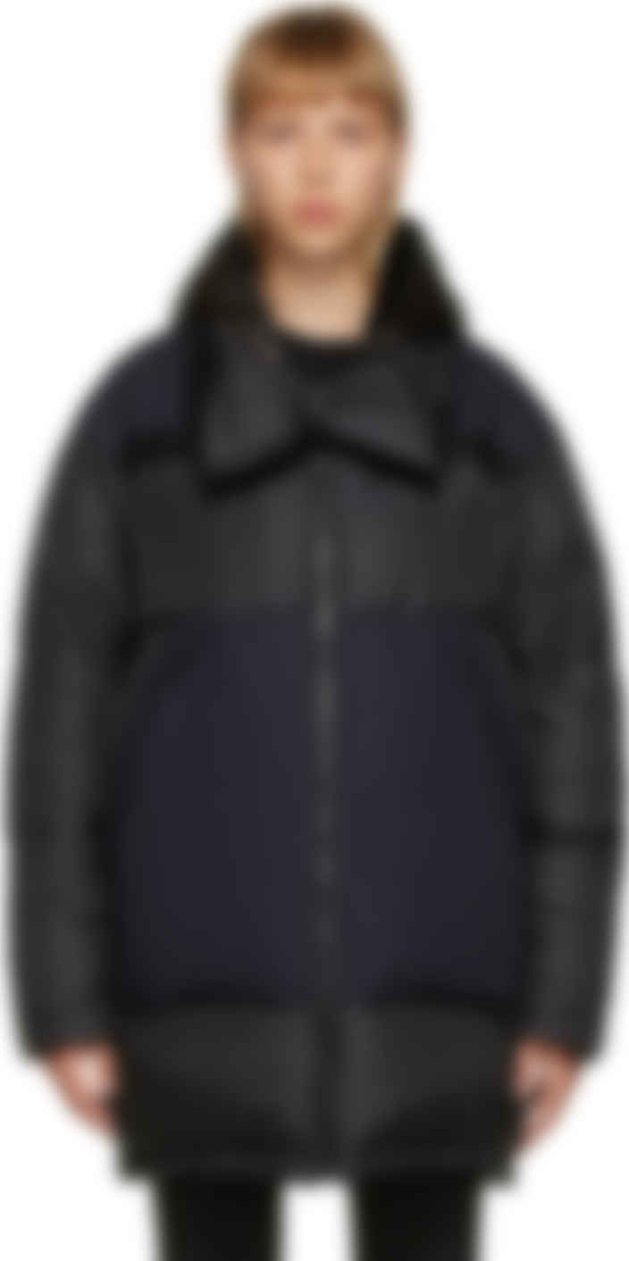 Yves Salomon Army ブラック ネイビー ダウン ジャケット Ssense 日本