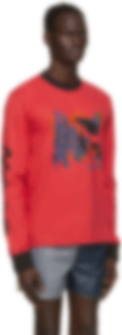 red graphic long sleeve