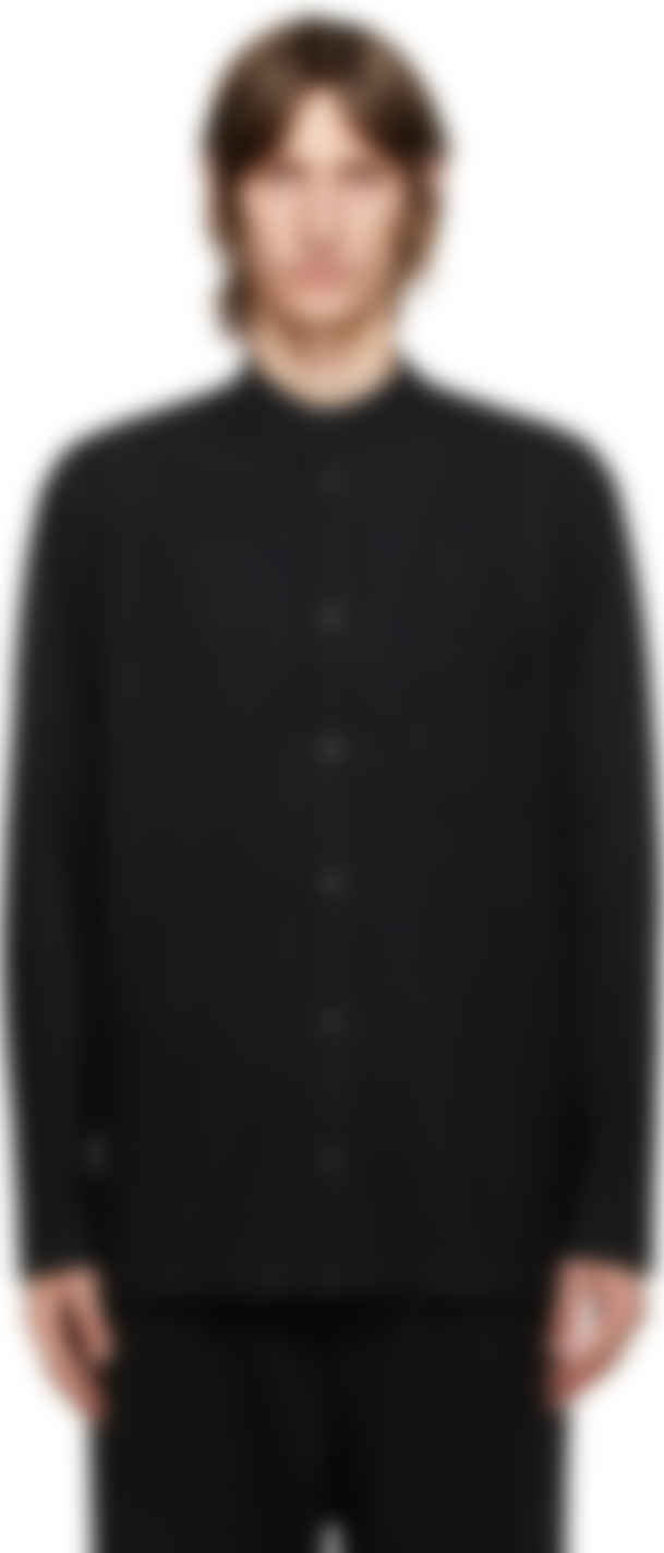 Yohji Yamamoto - Black Wool Mock Neck Shirt