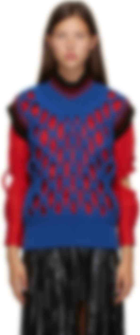 blue knit vest