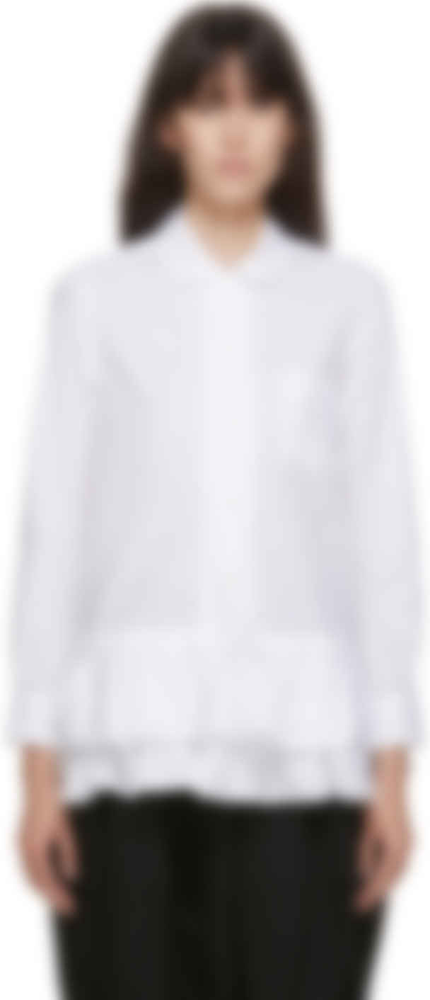 white ruffle shirt dress