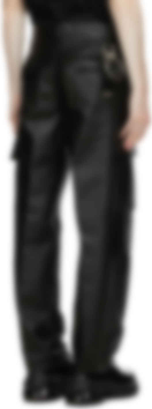 black leather cargo pants