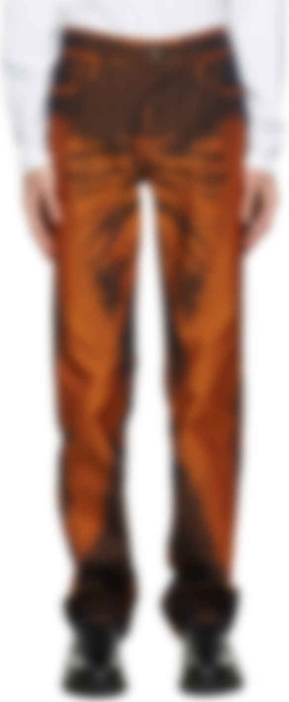 mens orange denim jeans