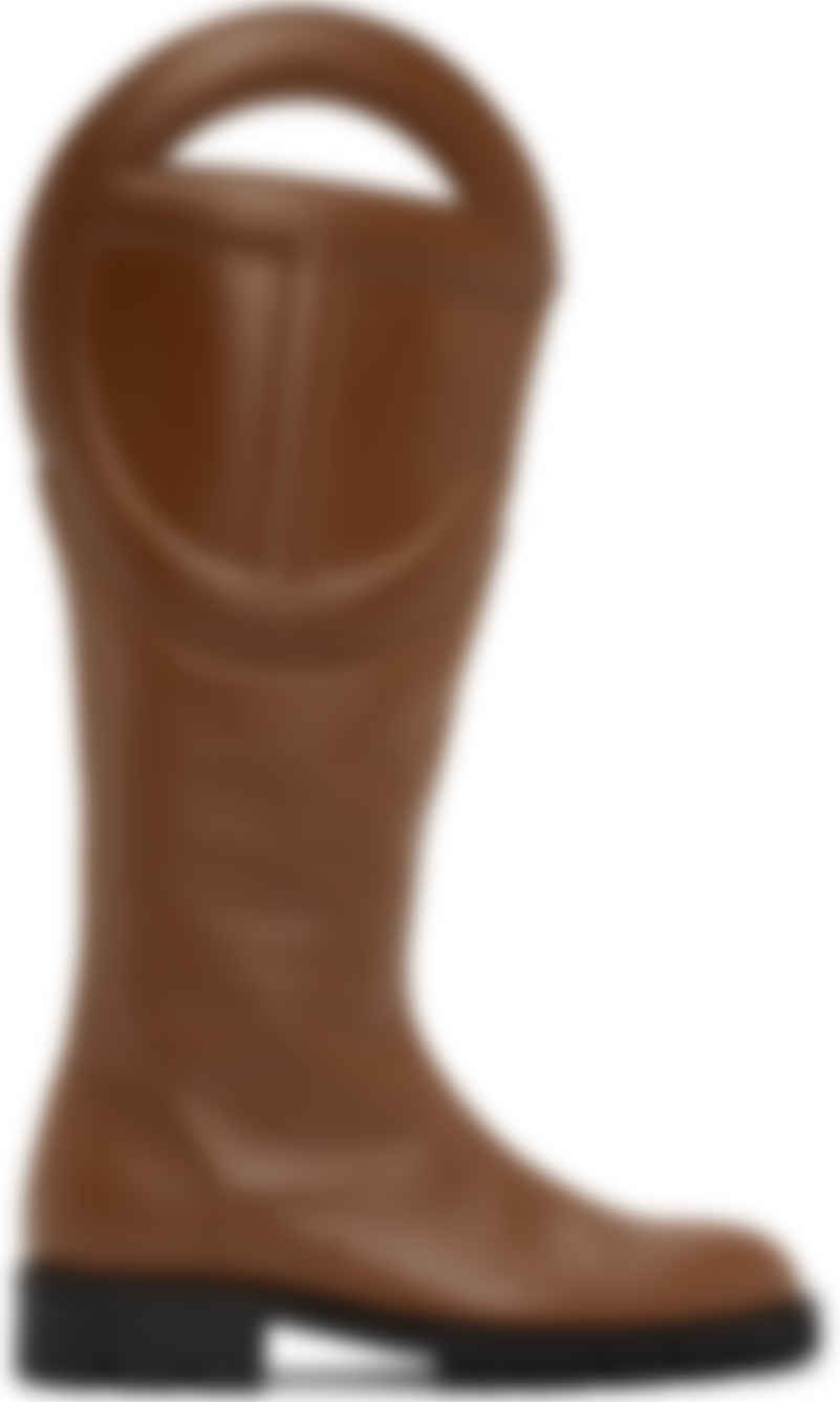 Brown Logo Boots by Telfar on Sale