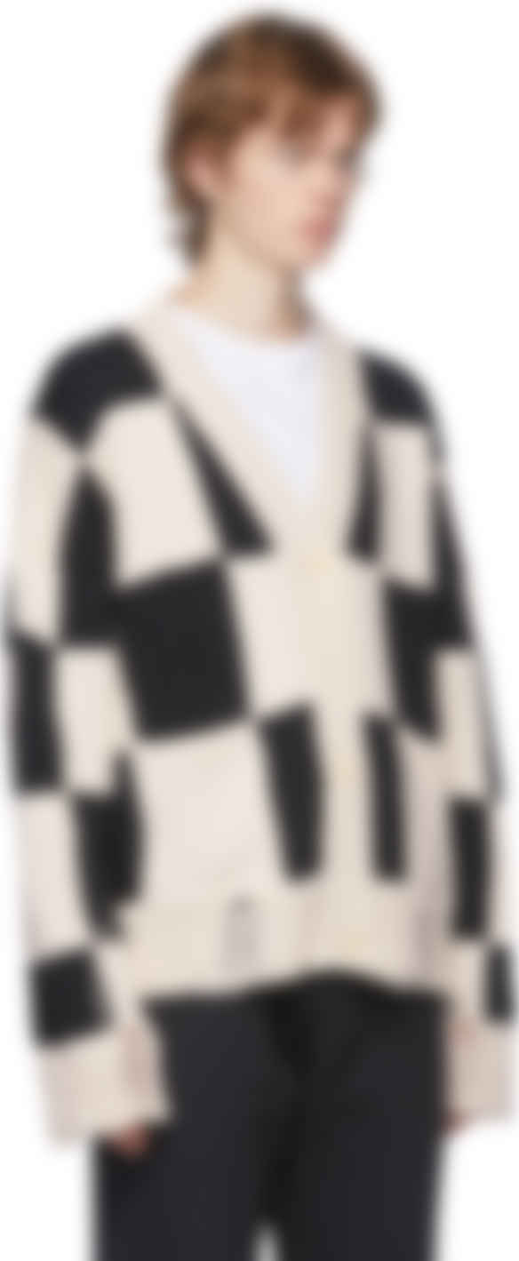 black and white knit cardigan