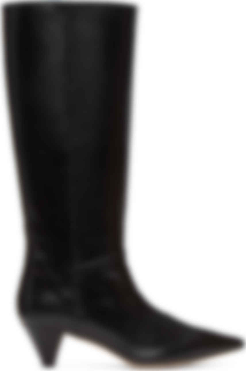 black leather mid boots