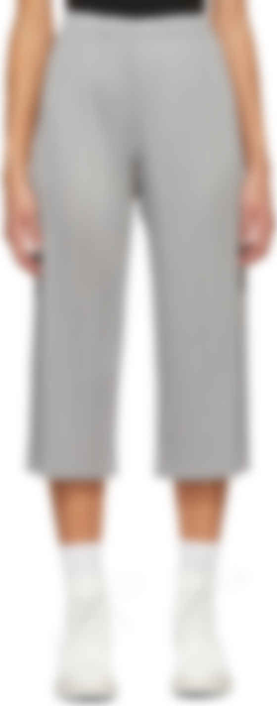 grey cropped trousers