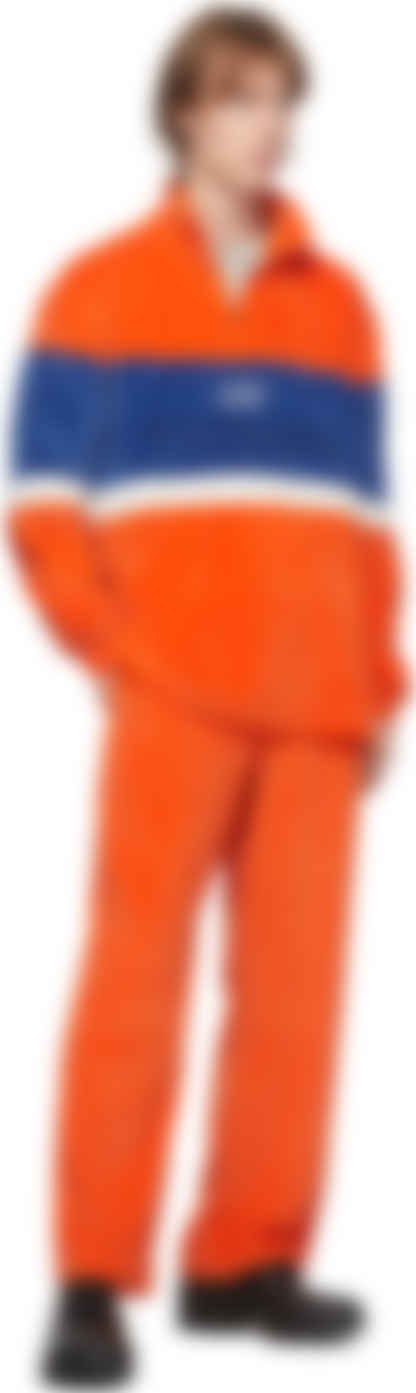 orange velour pants