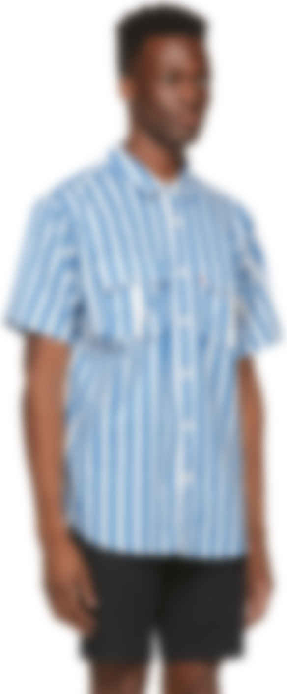 levi's blue and white striped shirt