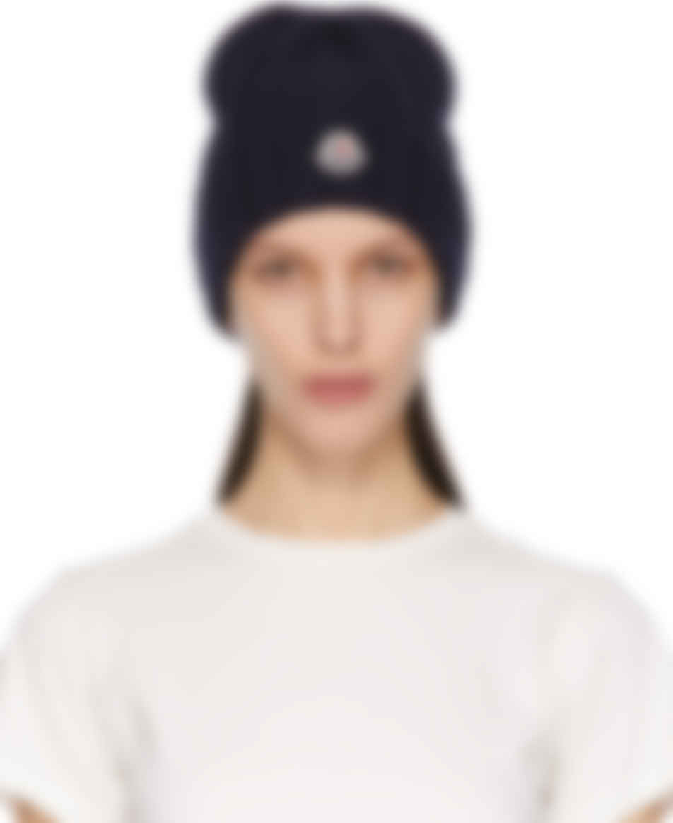 navy moncler beanie