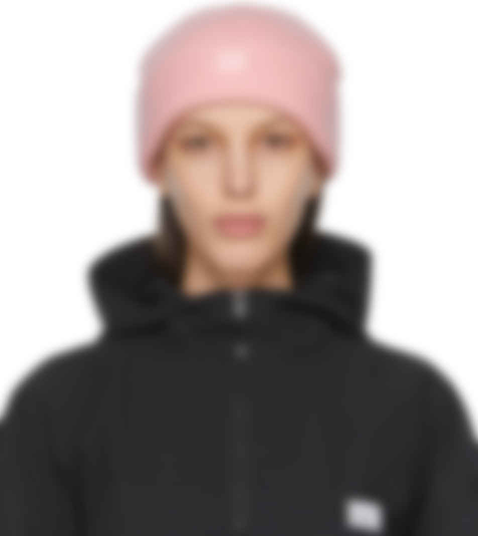 SSENSE Exclusive Pink Wool Patch Beanie 
