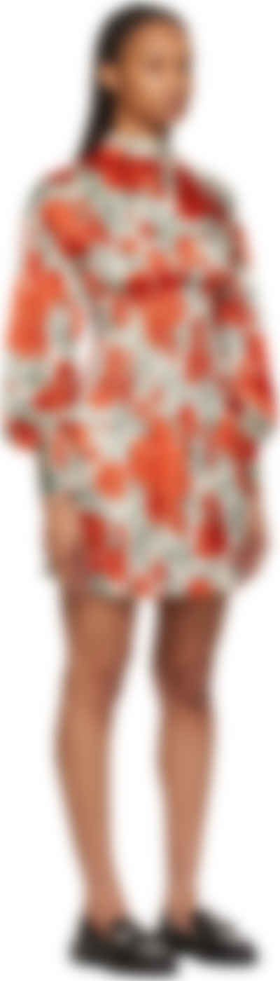 robe courte rouge fleurie
