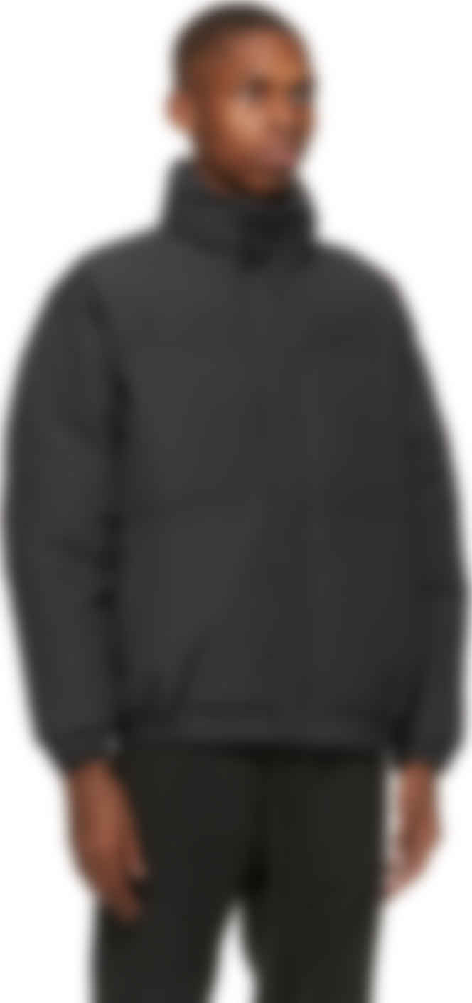 essentials black nylon puffer jacket