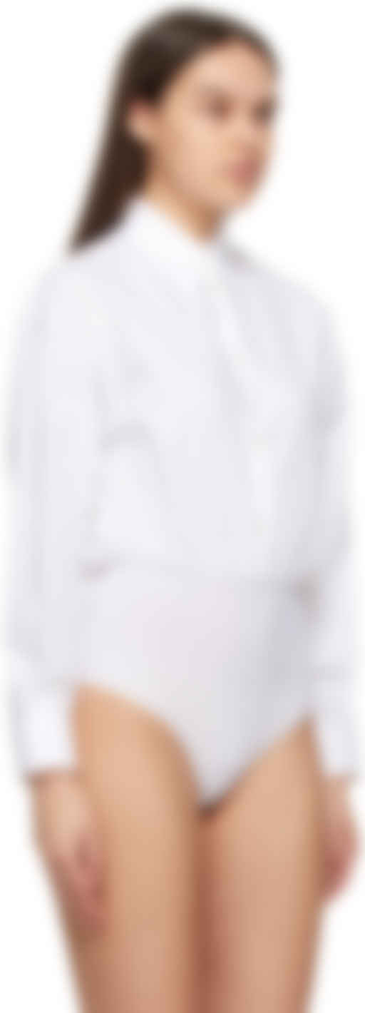 MM6 Maison Margiela: White Shirt Bodysuit | SSENSE
