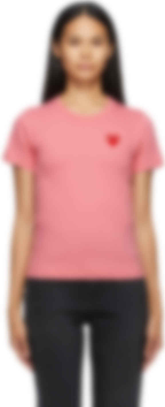 cdg pink heart t shirt