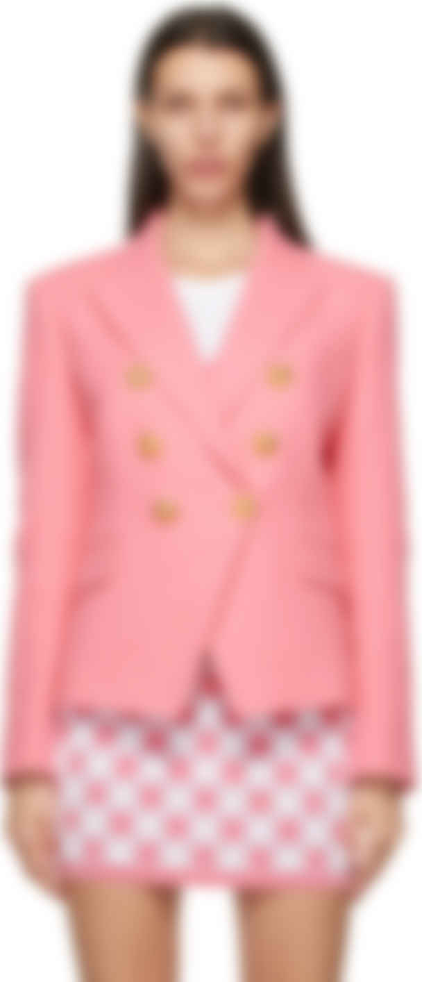Kan ikke læse eller skrive Tremble gentagelse Pink Piqué Six-Button Blazer by Balmain on Sale