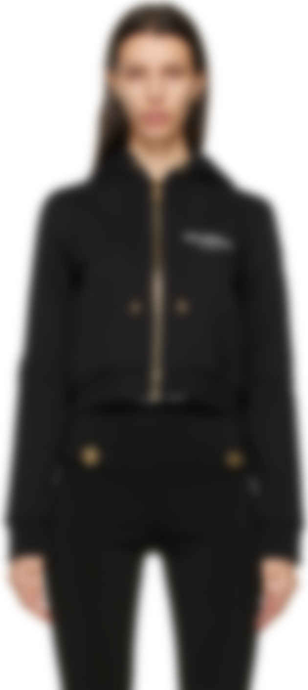 black zip cropped hoodie