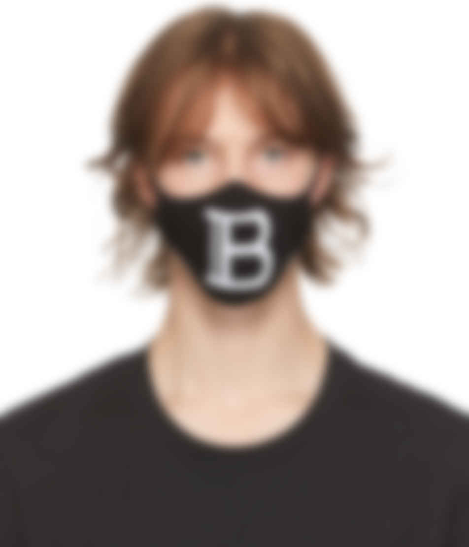 Balmain: Black Knit Logo Mask | SSENSE
