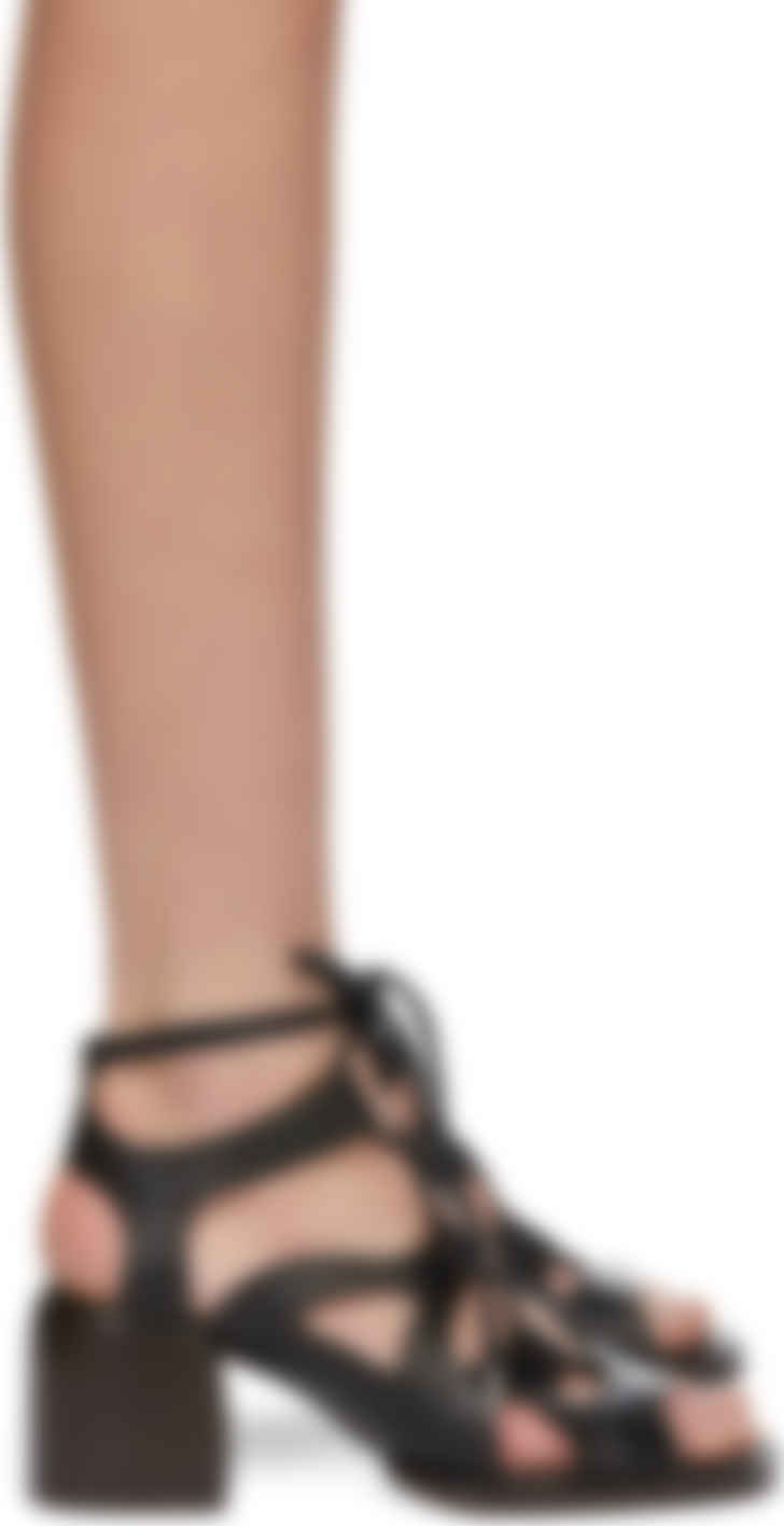 Chloe ブラック Gaile レースアップ ヒール サンダル Ssense 日本