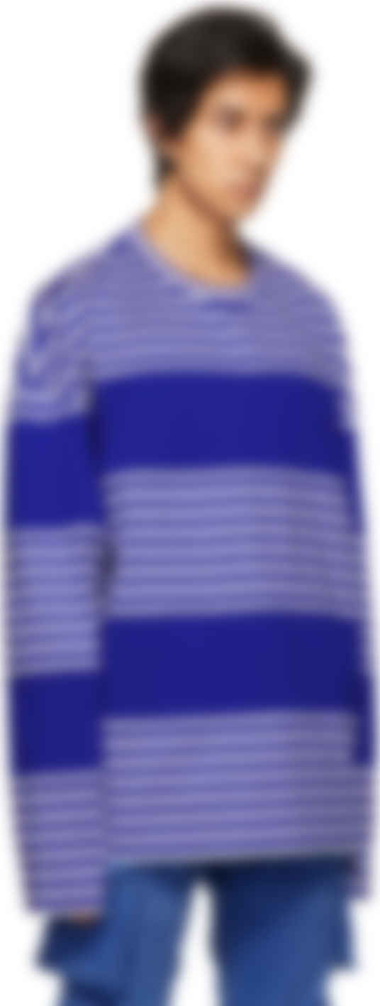 blue white striped long sleeve shirt