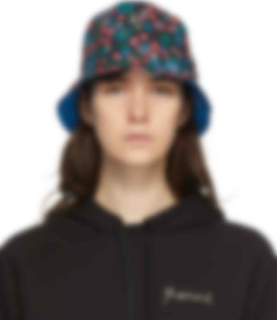 black floral bucket hat