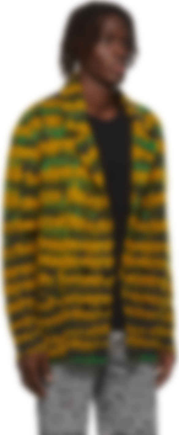 green and yellow cardigan