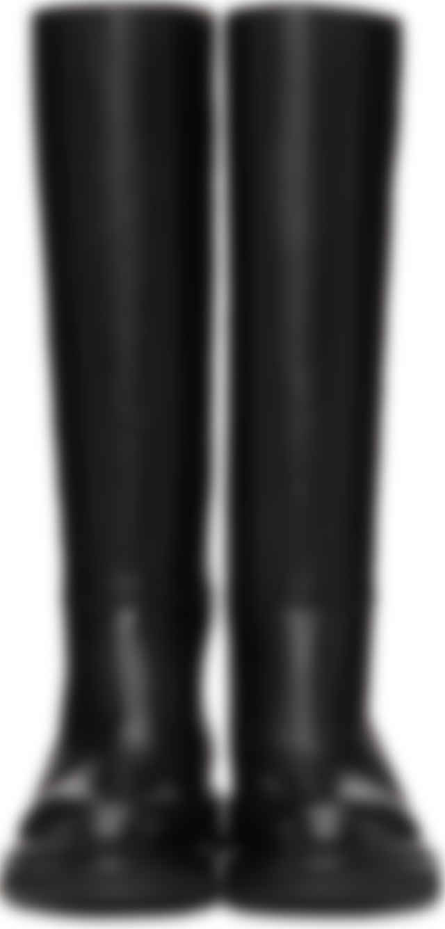 wedge black leather boots