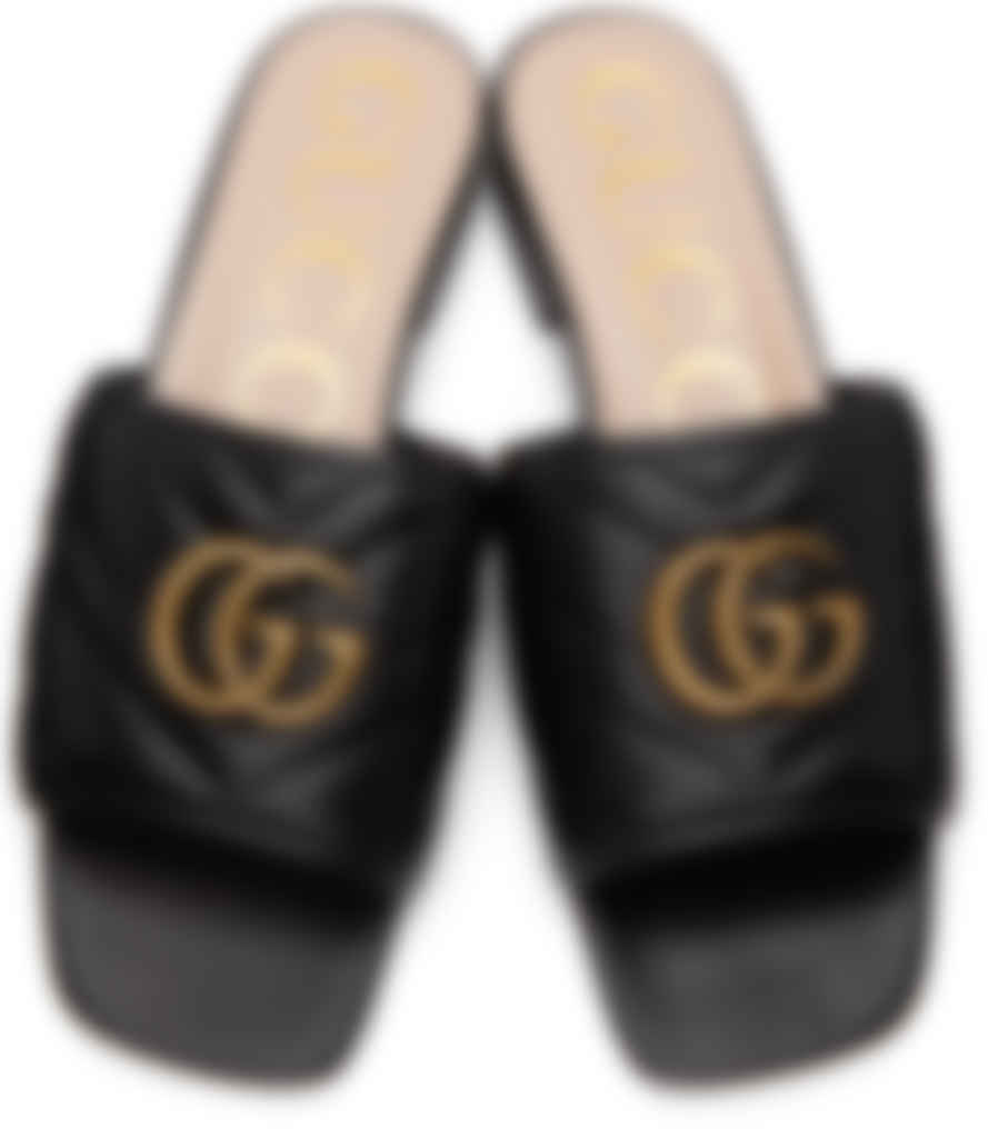 gucci black matelassé slides