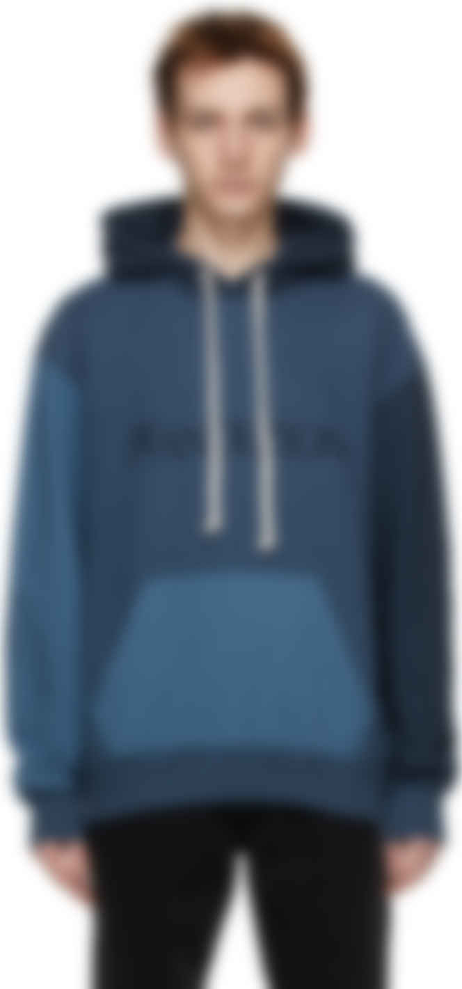 Blue color block hoodie clearance