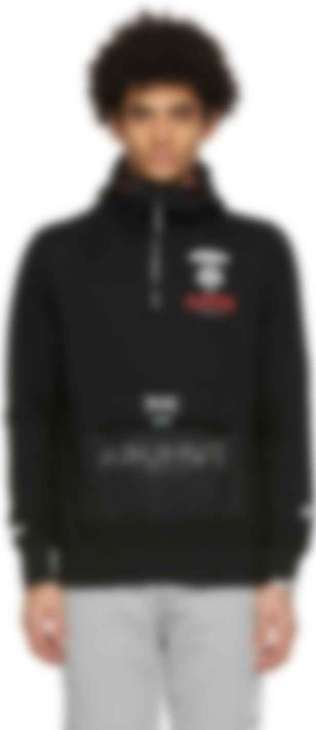 pe By A Bathing Ape Black Logo Half Zip Hoodie Ssense