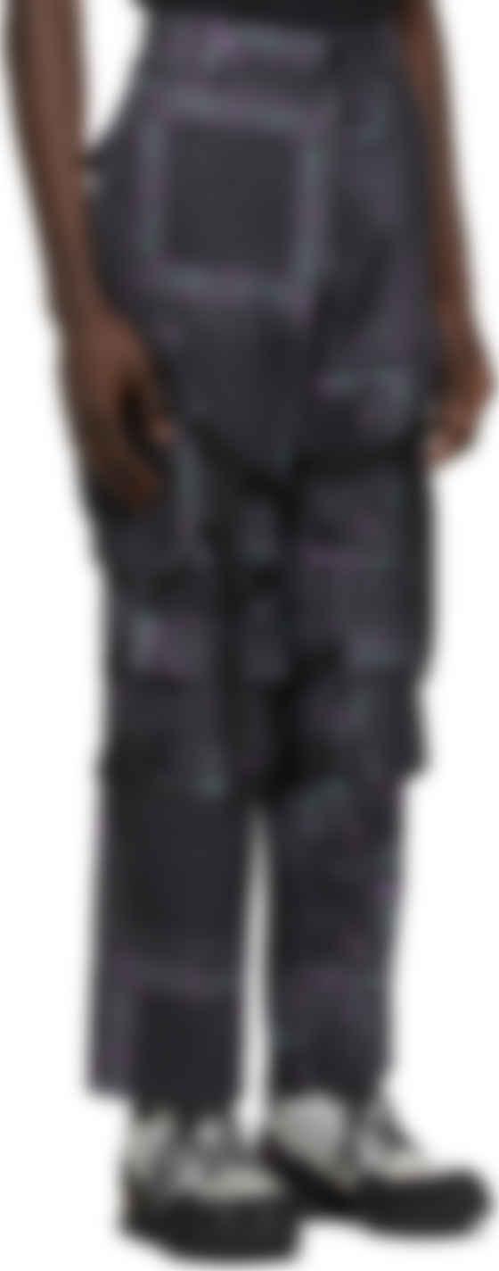 black and purple cargo pants