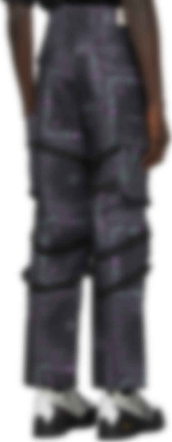 black and purple cargo pants
