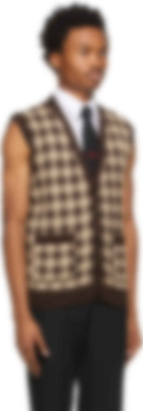 tan sleeveless cardigan