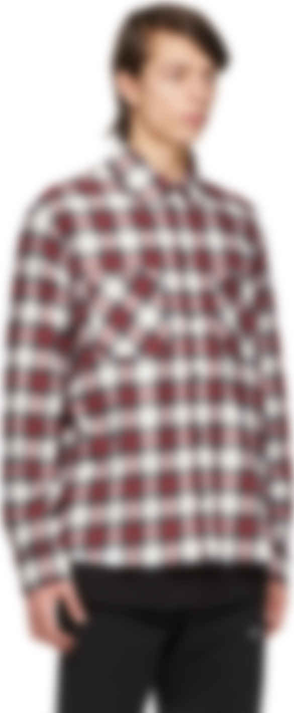 off white red flannel shirt