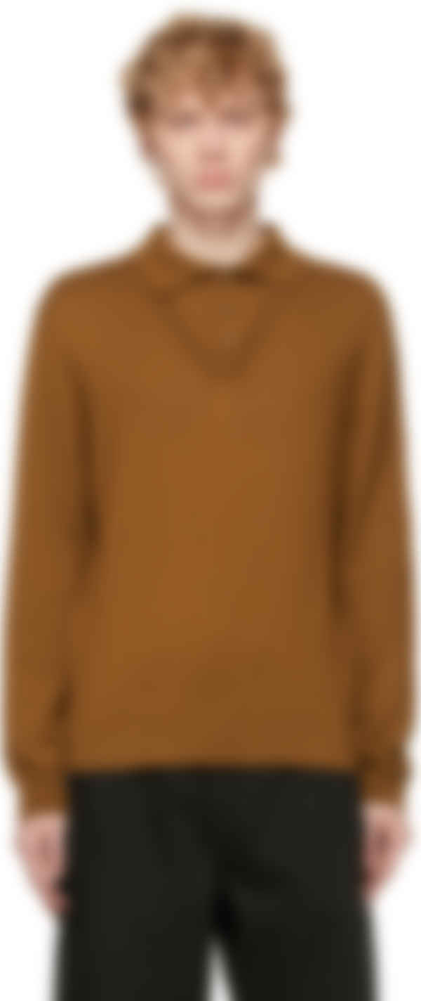 brown long sleeve v neck