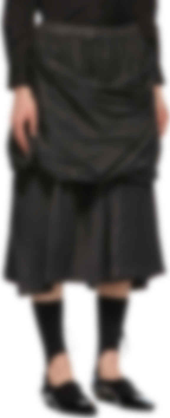 black knee length linen skirt