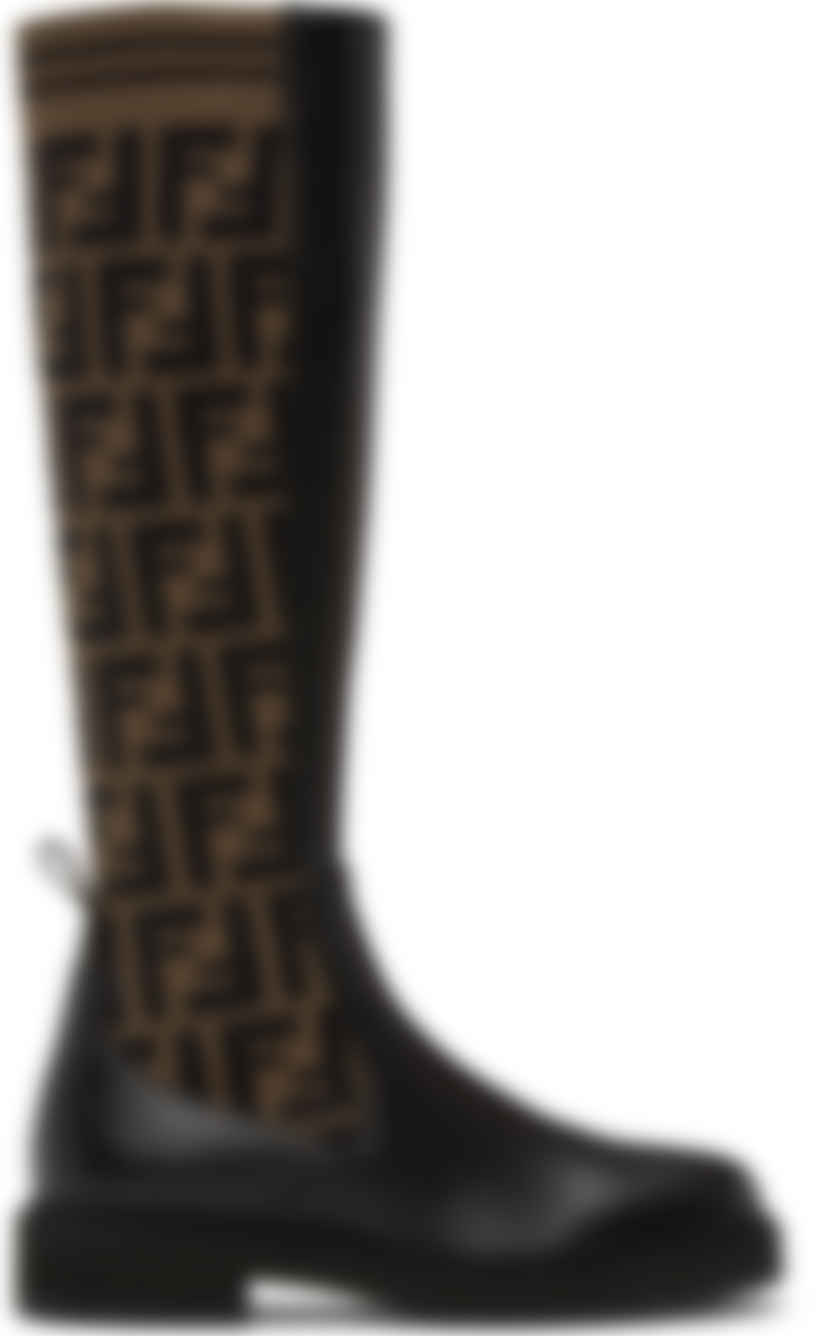 tall black and brown boots