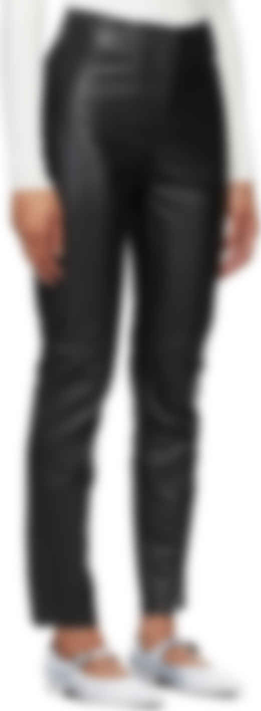 Totême - Black Leather Straight Trousers