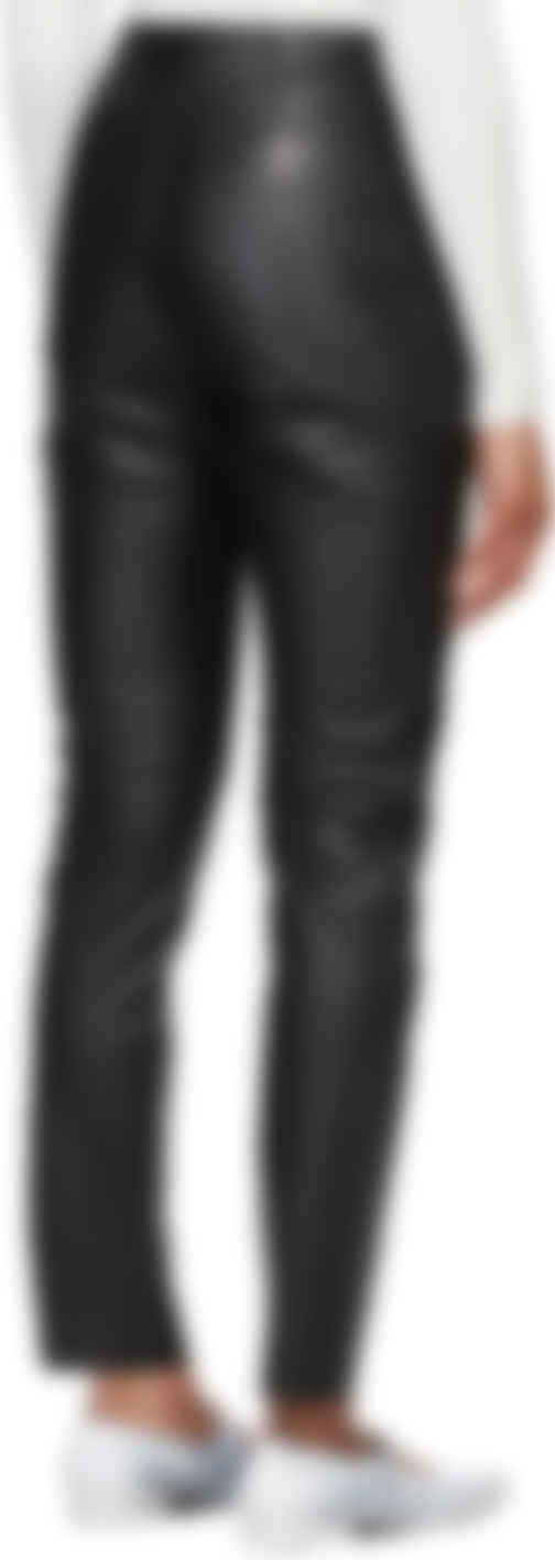 Totême - Black Leather Straight Trousers