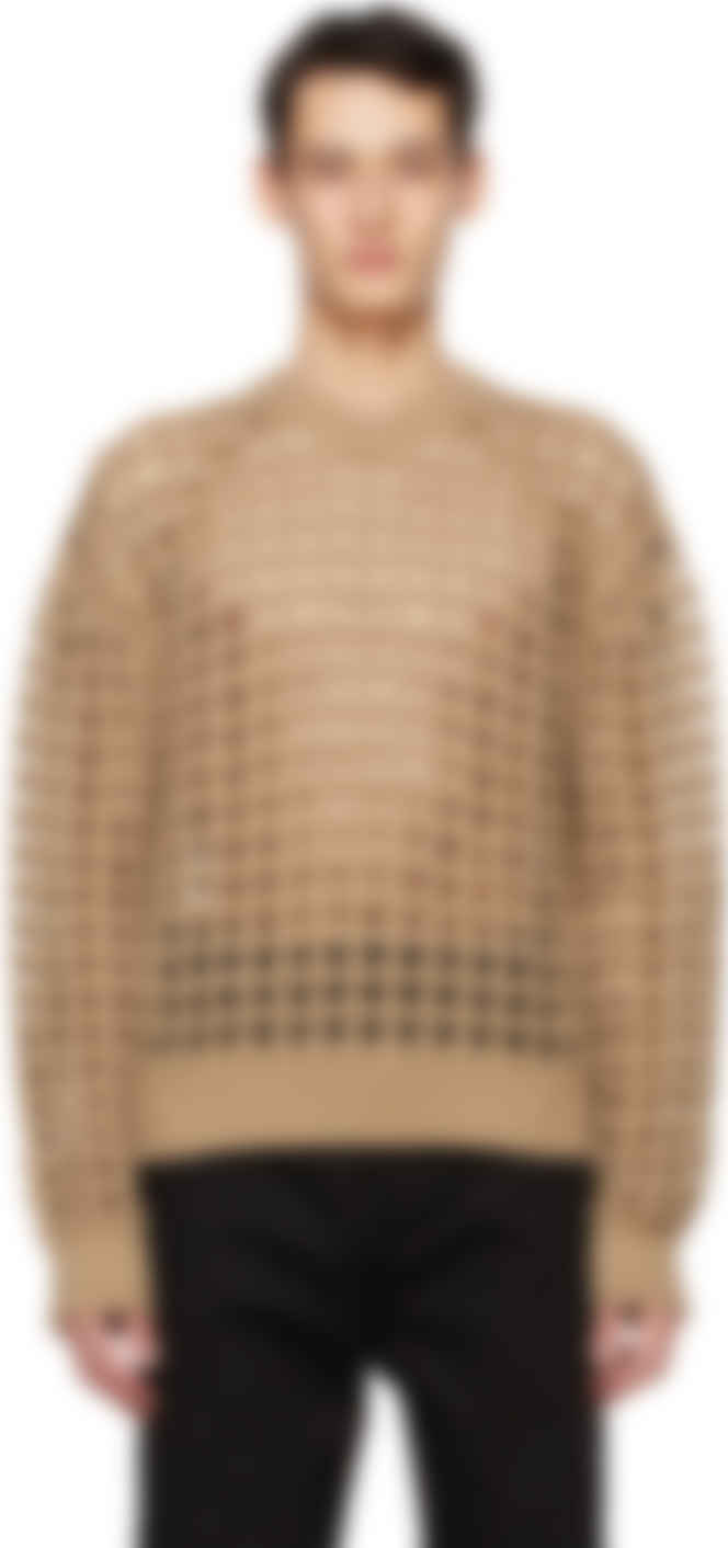Beige Wool Mesh Sweater