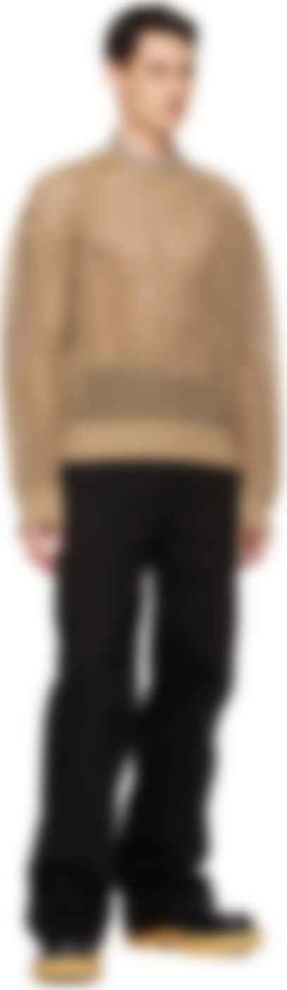 Bottega Veneta: Beige Wool Mesh Sweater | SSENSE Canada