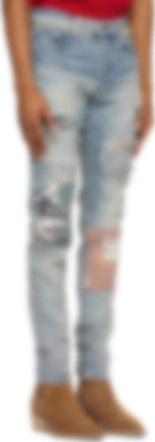 amiri blue art patch jeans