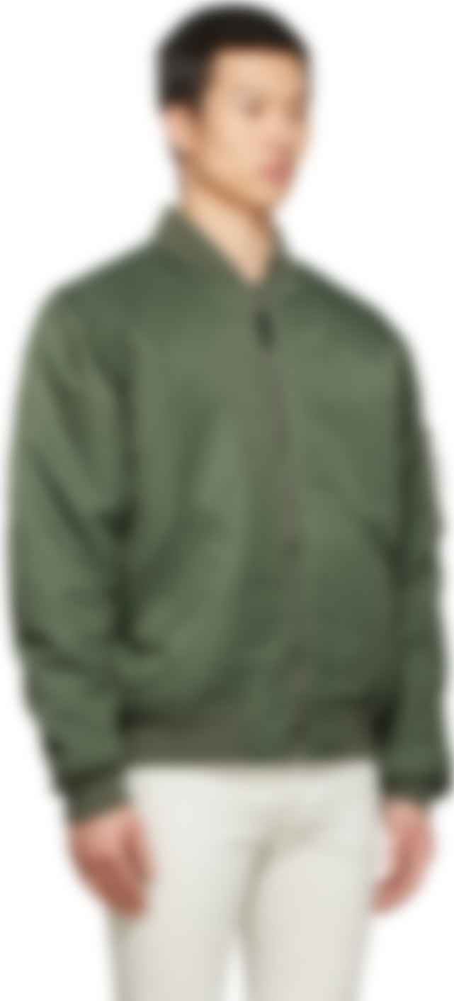 green nylon bomber jacket